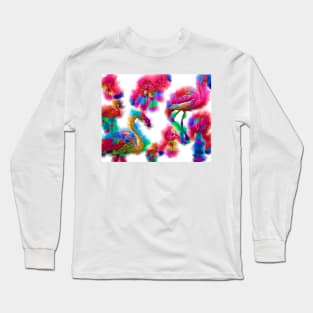 Abstract Flamingo Flock Long Sleeve T-Shirt